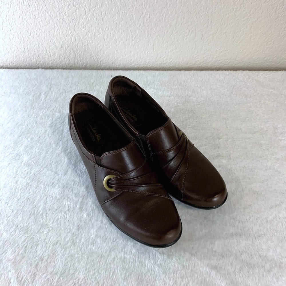 Clark's Pleated Leather Ankle Booties